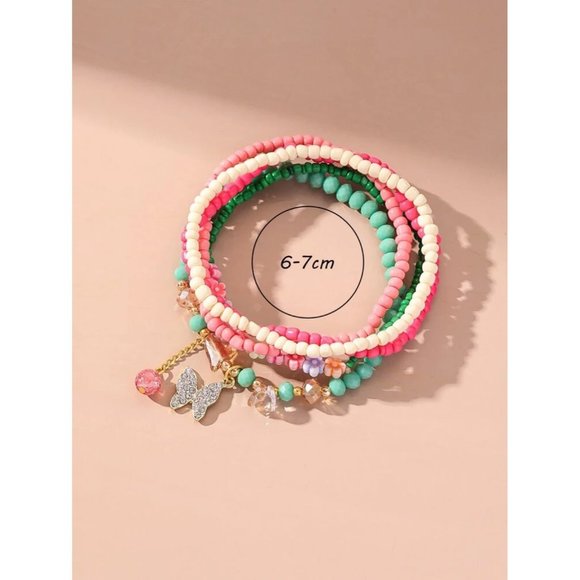 Flower Butterfly Charm Anklet - Picture 3 of 6